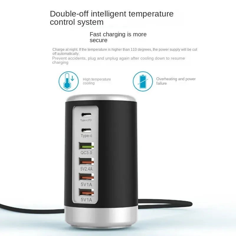 65W Multi-port USB Fast Charging Dock - Type-C/PD/QC/USB